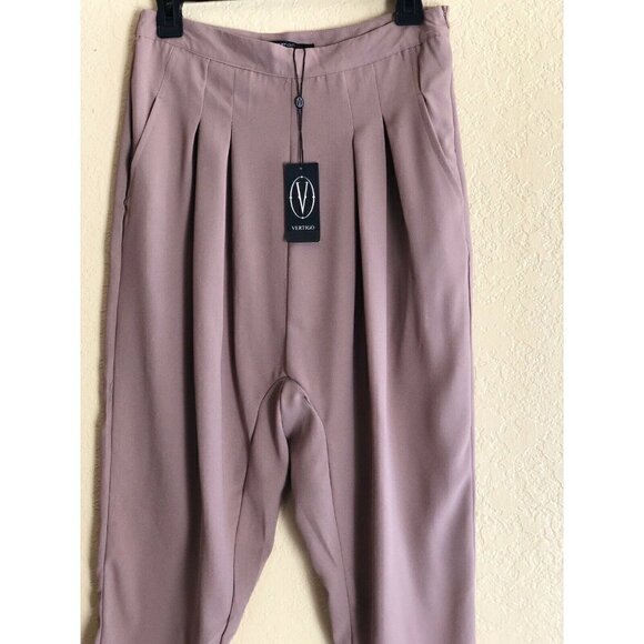 $150 Vertigo Women’s Solid Two-Pocket Pleated Cropped Pants Size M Trousers - Picture 5 of 8